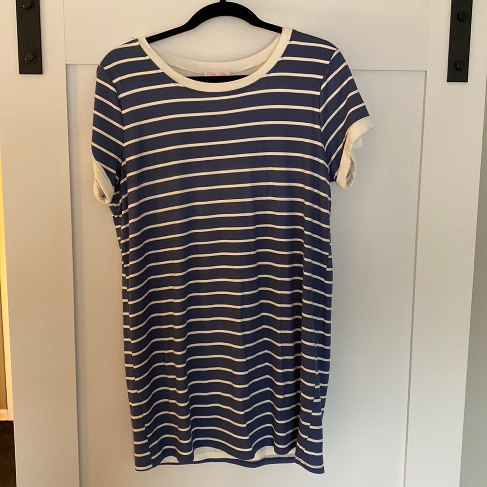 Blue stripe T-shirt dress